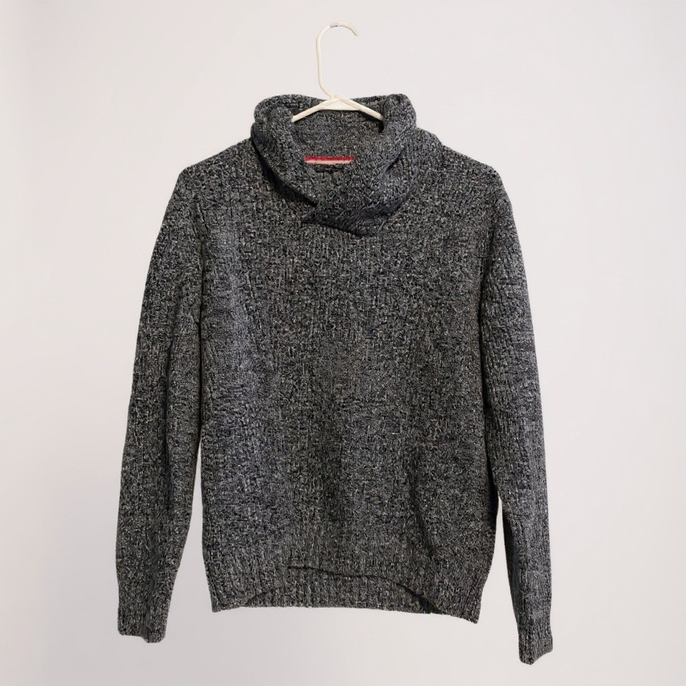 American Eagle Men's Knit Sweater Charcoal Gray Shawl Collar Athletic Fit M